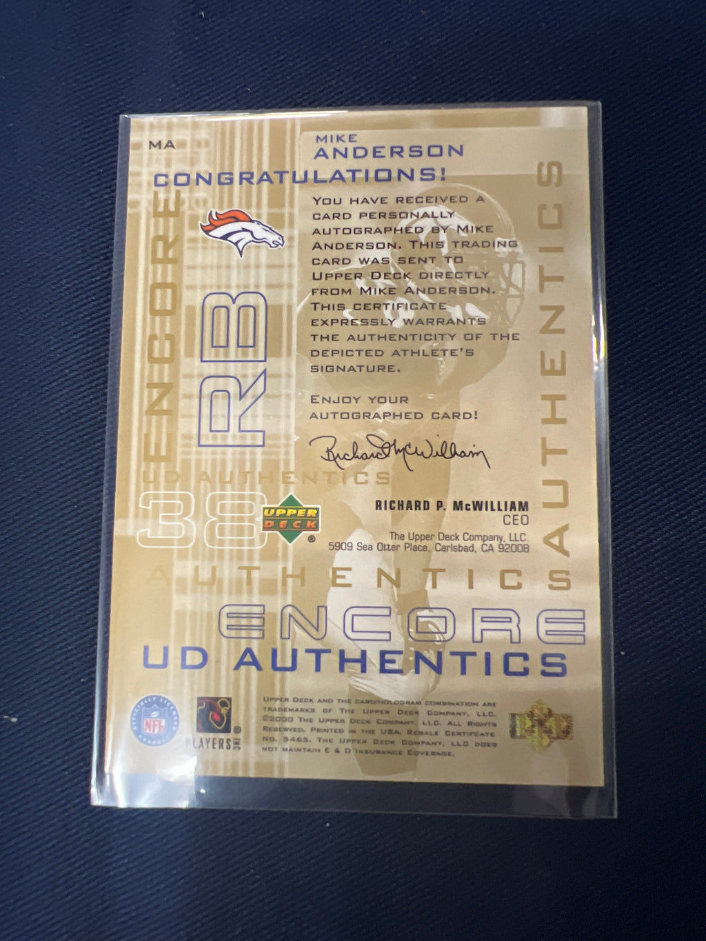 Football: Mike Anderson: Autograph