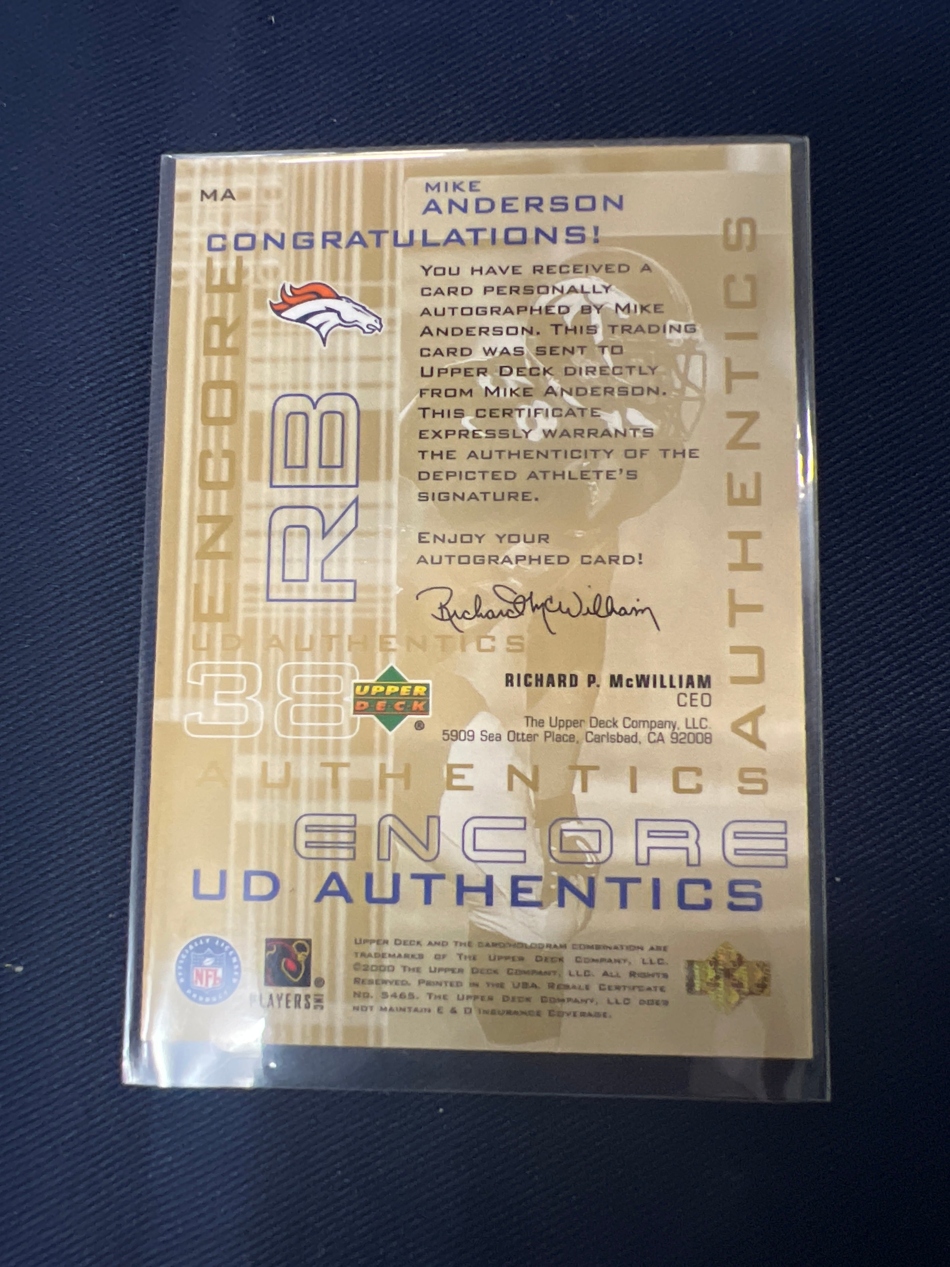 Football: Mike Anderson: Autograph