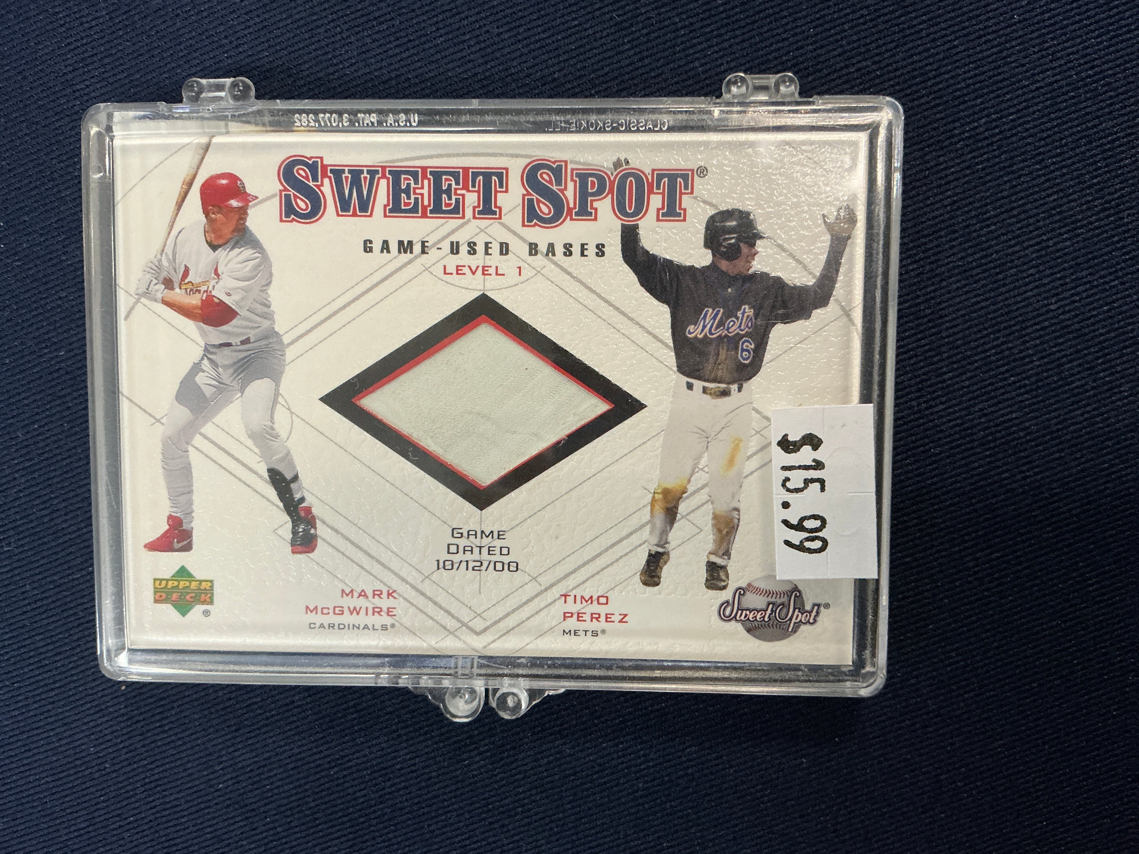 Baseball: Upper Deck Sweet Used Game-Used Bases Level 1 Game Dated 10/12/00 St. Louis Cardinals vs New York Mets (Mark McGwire vs Timo Perez)