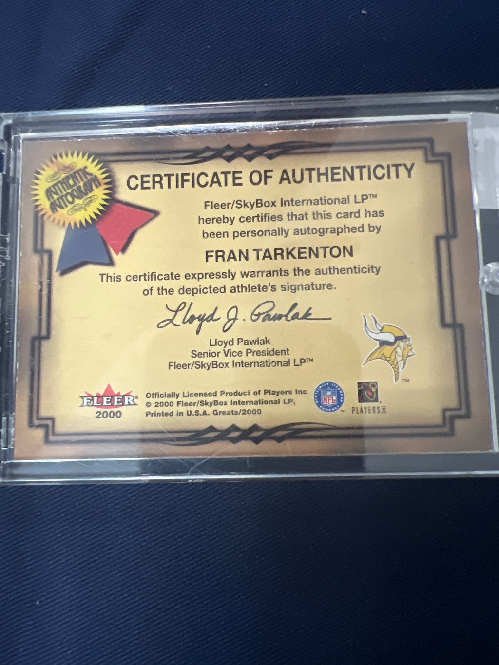 Football: Fran Tarkenton: Autograph