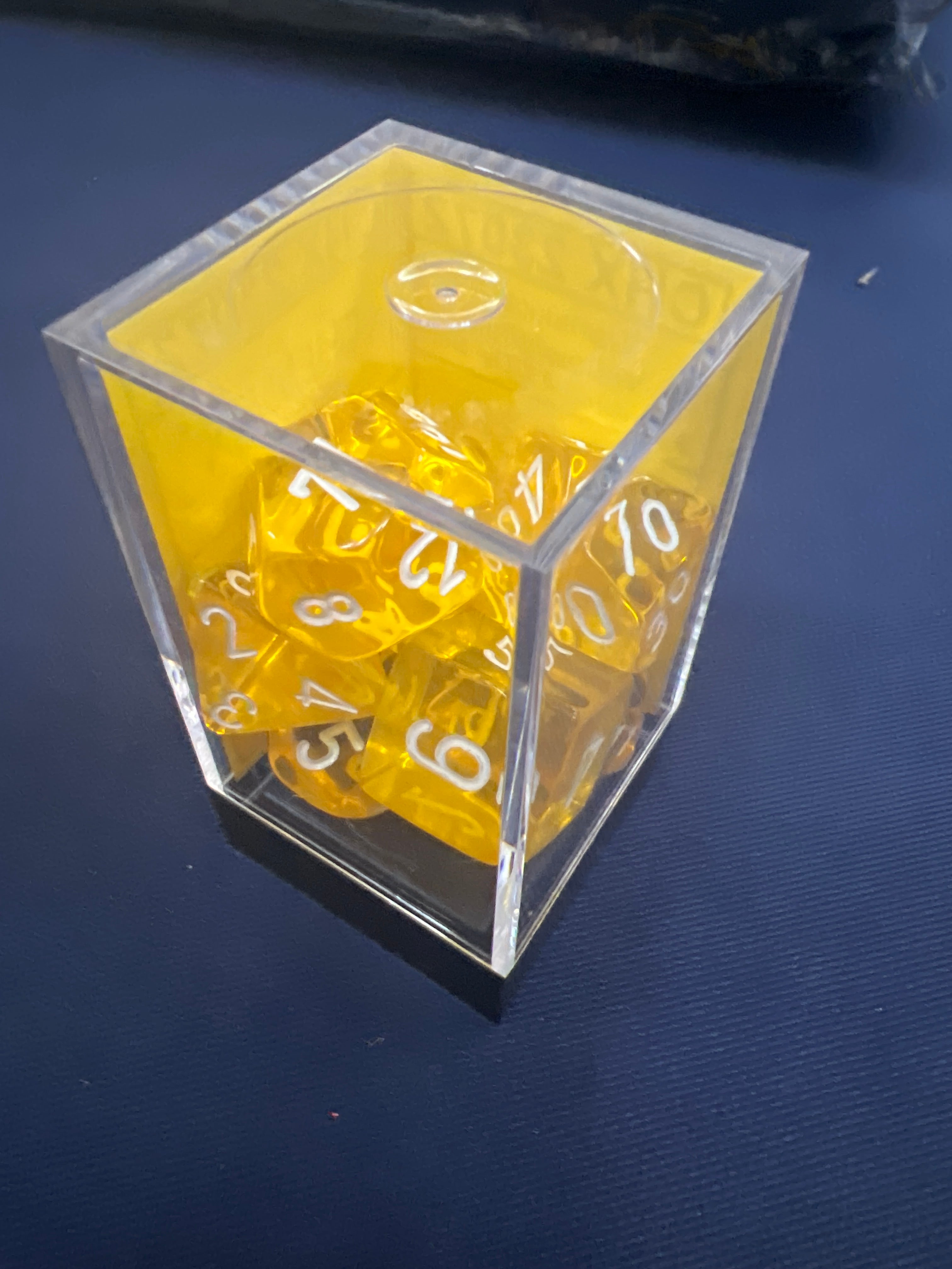 7Ct Translucent Poly Dice Set, Yellow/White