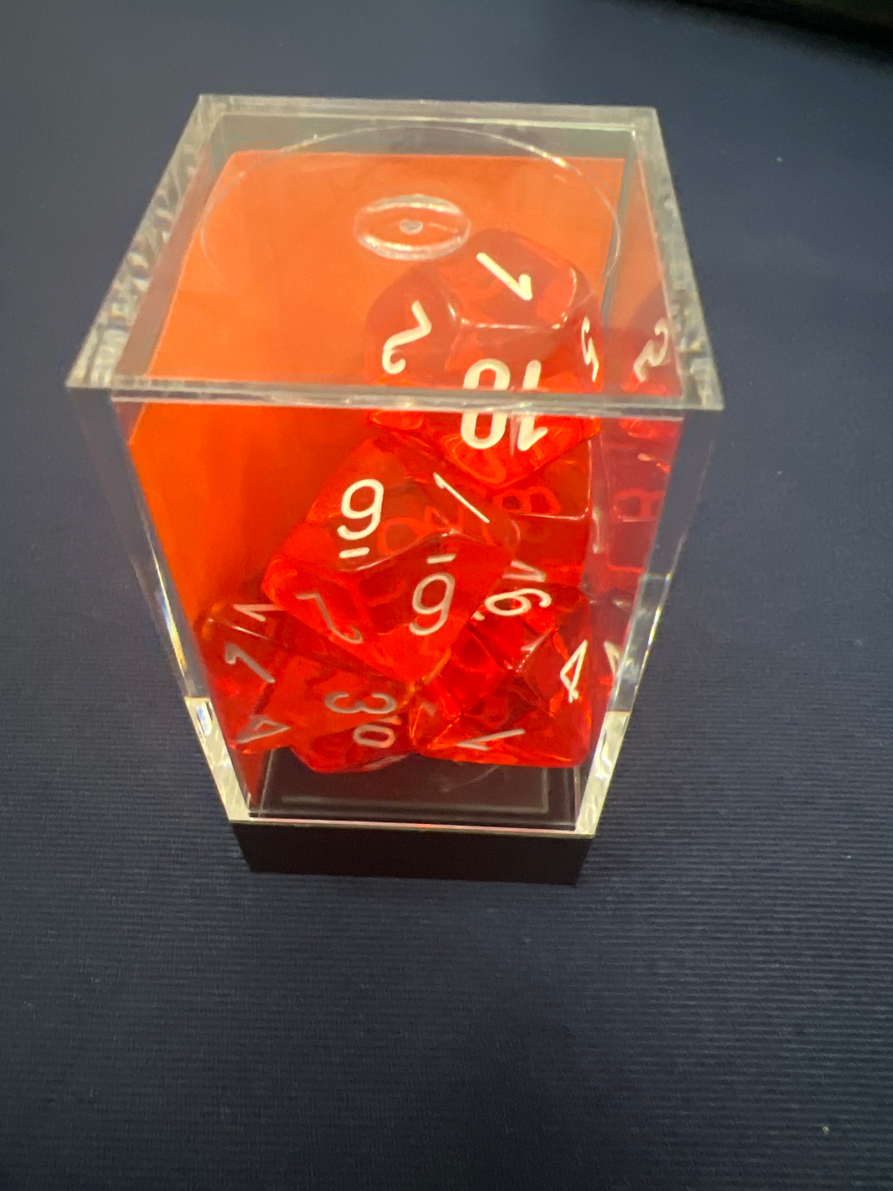 7Ct Translucent Poly Dice Set, Orange/White