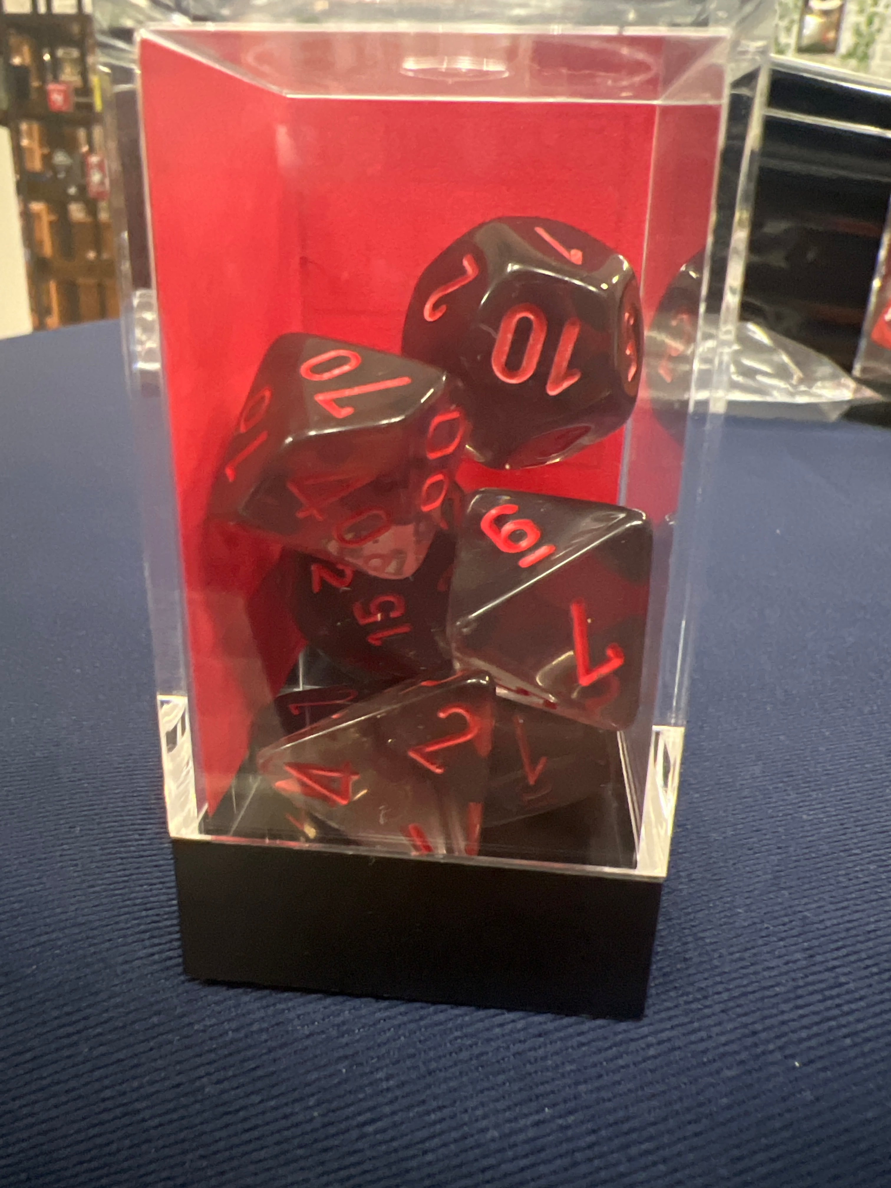 7Ct Translucent Poly Dice Set, Smoke/Red