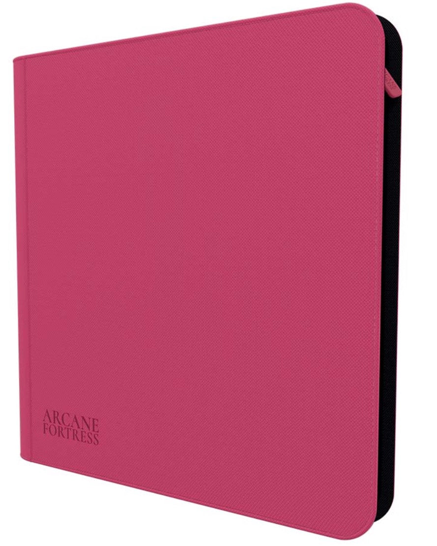 ARCANE FORTRESS: SOLID COLOR: PINK 12-POCKET ZIPPER BINDER