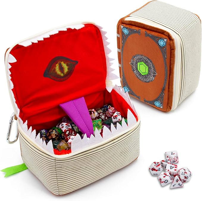 6.5” Mimic Dice Chest and DND Dice Case with 7 Included RPG Dice