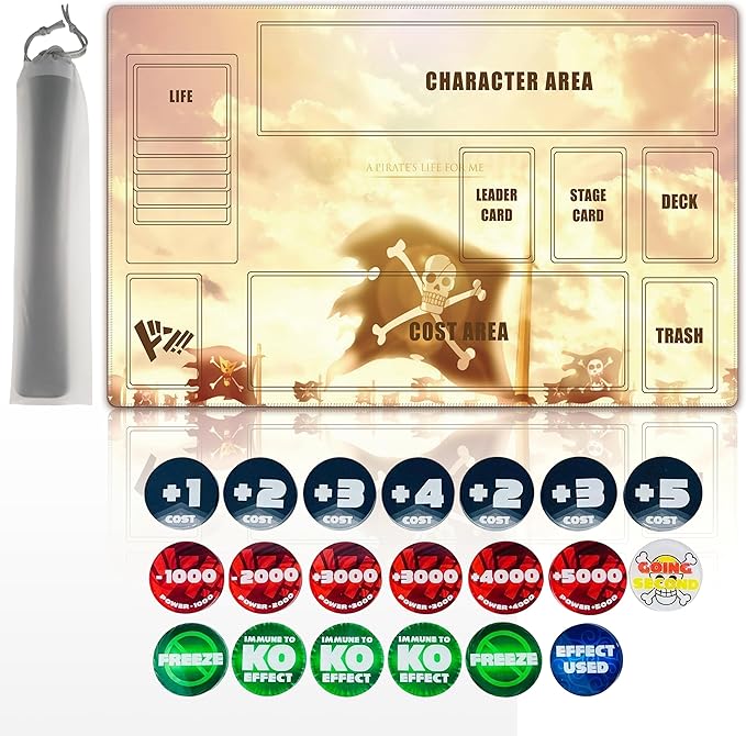 TCG Playmat One Piece with 20 Acrylic Counters and Storage Bag