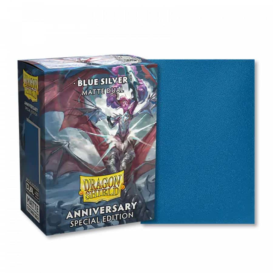 Dragon Shield Sleeves: Dual Matte Cobalt Blue & Silver (Box Of 100)