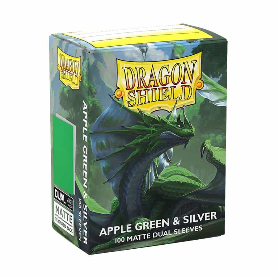 Dragon Shield Sleeves: Dual Matte Apple Green and Silver (Box Of 100)