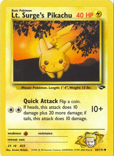 Pokemon: Lt. Surge’s Pikachu: #84 (Moderately Played)