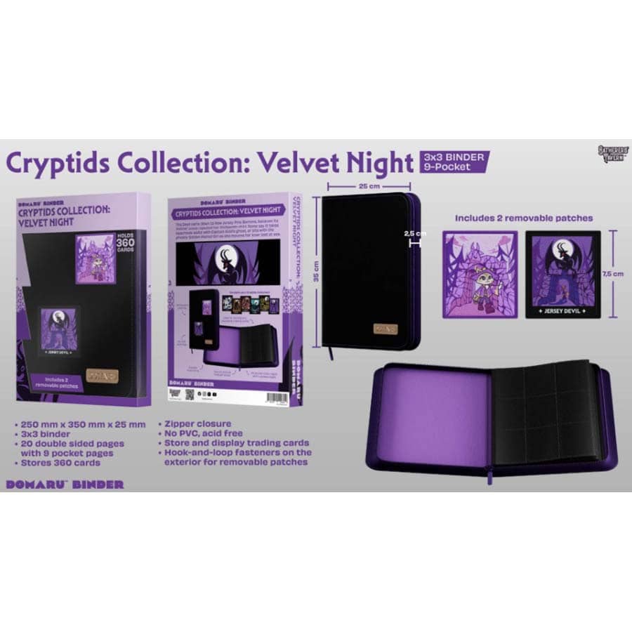 Domaru Cryptid Collection Velvet Night 9 Pocket Binder (Includes 2 Removable Patches)