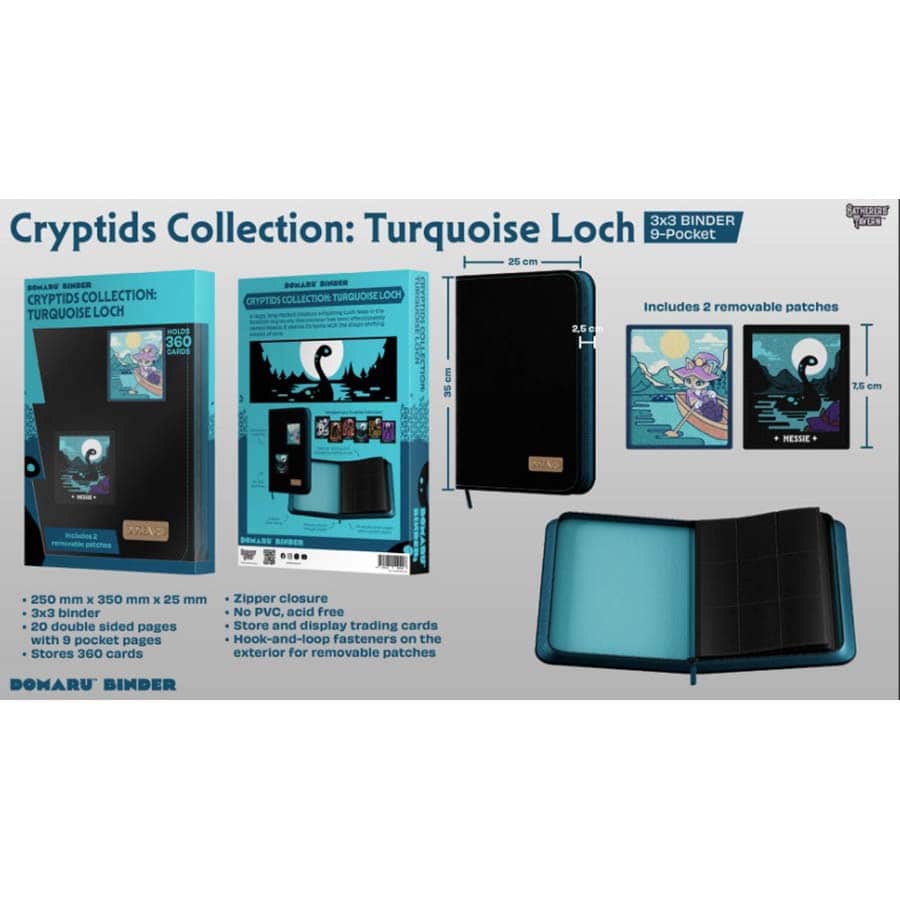 Domaru Cryptid Collection Turquoise Loch 9 Pocket Binder (Includes 2 Removable Patches)