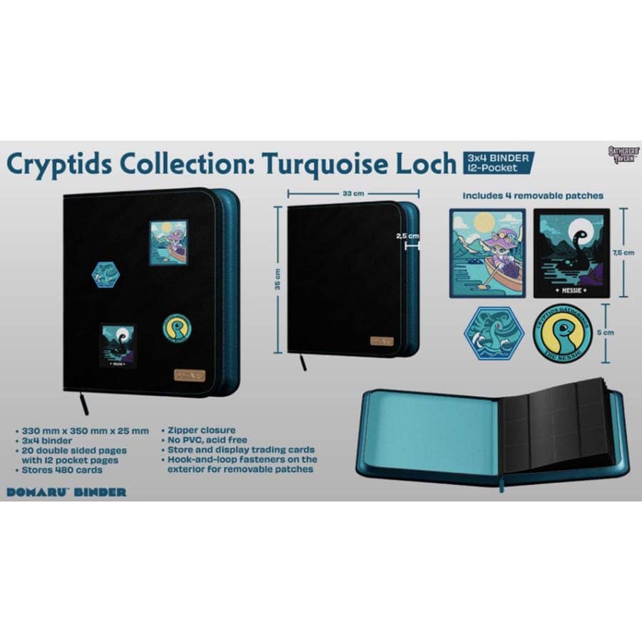 Domaru Cryptid Collection Turquoise Loch 12 Pocket Binder (Includes 4 Removable Patches)