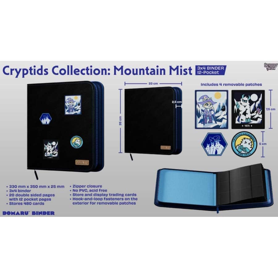 Domaru Cryptid Collection Mountain Mist Yeti 12 Pocket Binder (Includes 4 Removable Patches)