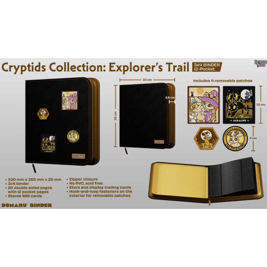 Domaru Cryptid Collection Explorer’s Trail 12 Pocket Binder (Includes 4 Removable Patches)