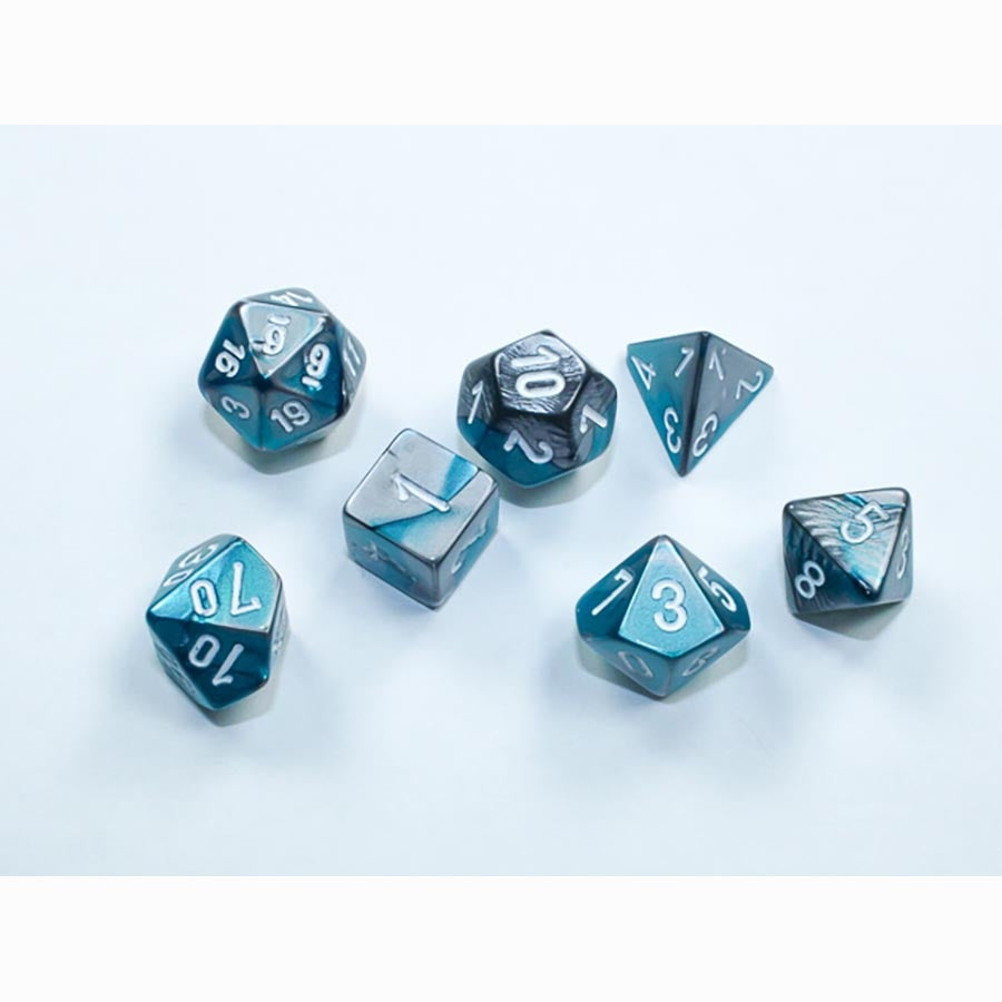 Gemini Steel-Teal/White Mini-Hedral 7-Die Set