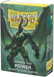 DRAGON SHIELD SLEEVES: JAPANESE MATTE DUAL SILVER SHEEN METALLIC: DUAL GREEN POWER (60CT)