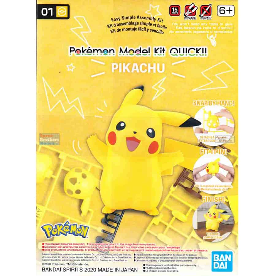 BANDAI HOBBY: QUICK POKEMON MODEL KIT: PIKACHU (MODEL 01) (POKEPLA MODEL KIT)