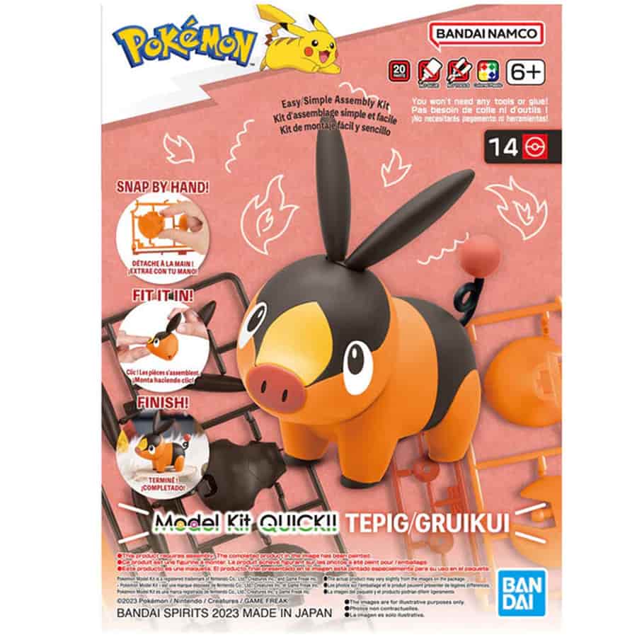 BANDAI HOBBY: QUICK POKEMON MODEL KIT: TEPIG (MODEL 14) (POKEPLA MODEL KIT)