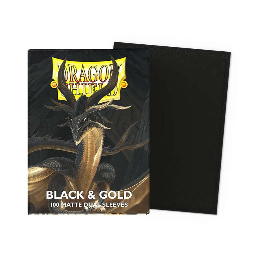DRAGON SHIELD SLEEVES: MATTE DUAL: BLACK AND GOLD (100CT)