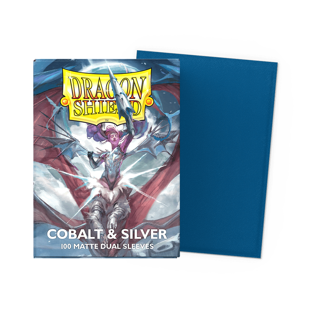 Dragon Shield Cobalt & Silver Matte Dual: 100 Standard Card Sleeves