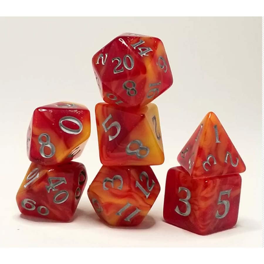 STUDIO WOE: BARON SMELLY BONES SCENTED DICE: FIREBALL CHAR 7CT POLYHEDRAL SET