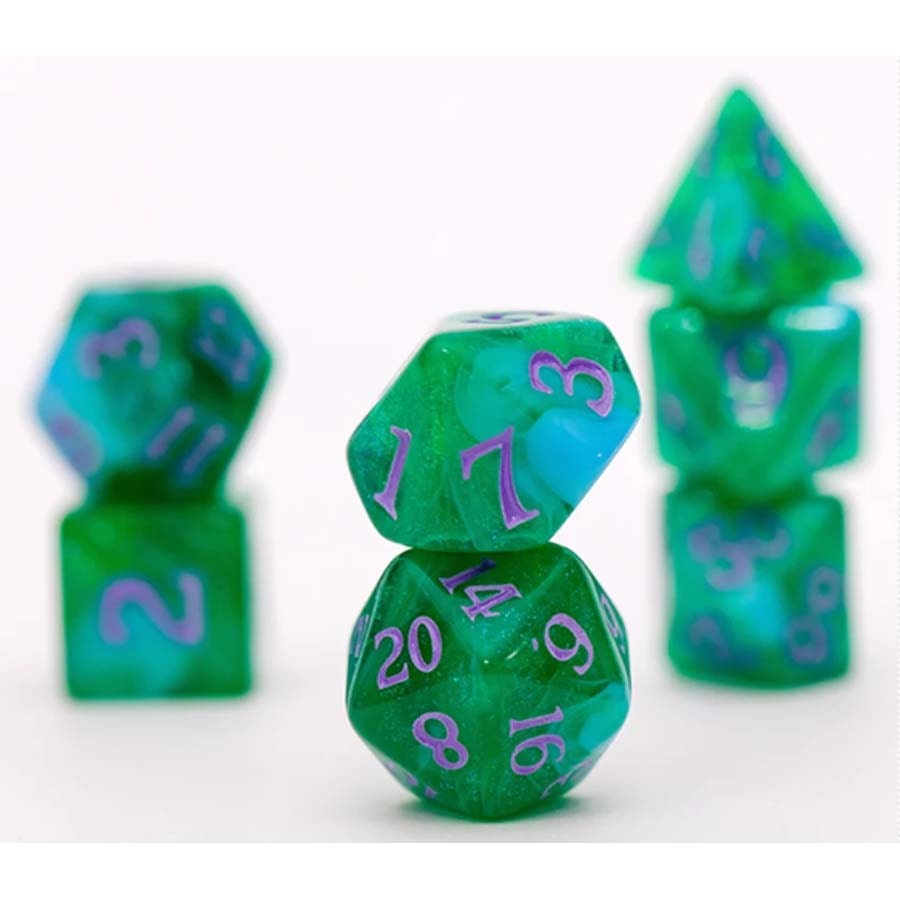STUDIO WOE: BARON SMELLY BONES SCENTED DICE: BLUEBERRY HAG 7CT POLYHEDRAL SET