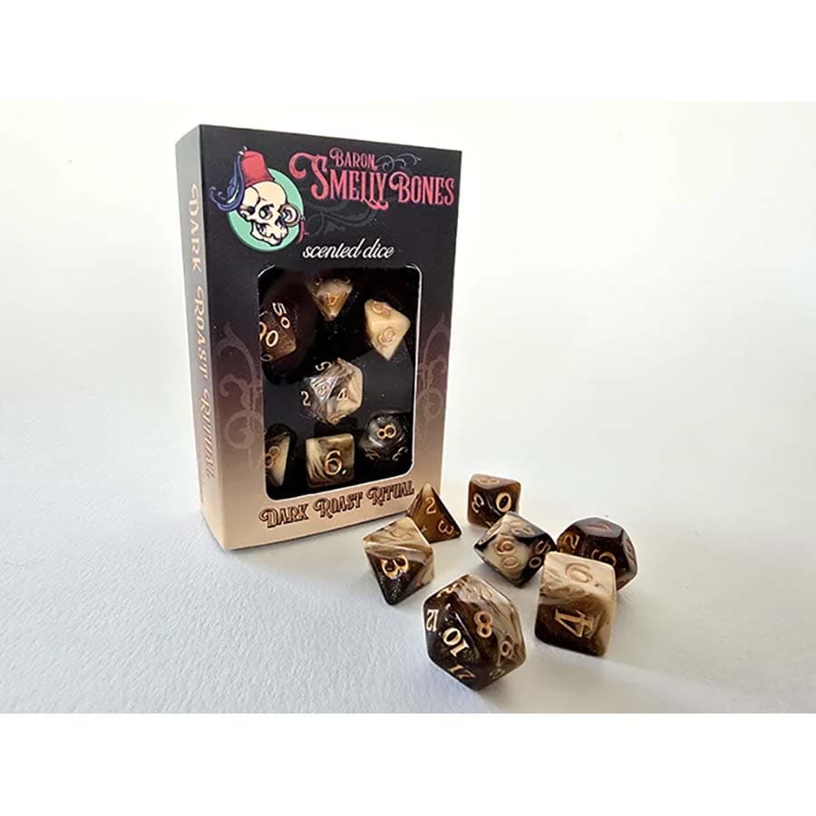 STUDIO WOE: BARON SMELLY BONES SCENTED DICE: DARK ROAST RITUAL 7CT POLYHEDRAL SET